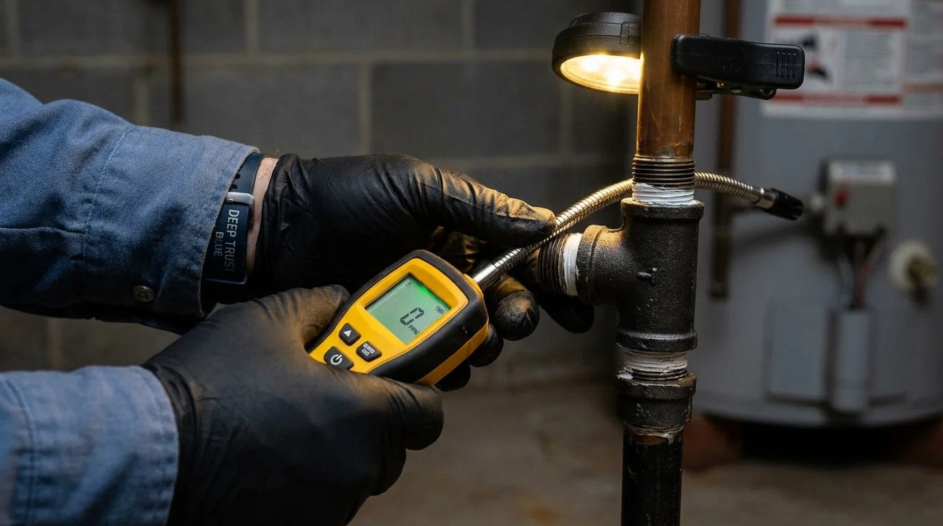 Gas leak detection with electronic sniffer by Johns Plumbing LLC in Bowie
