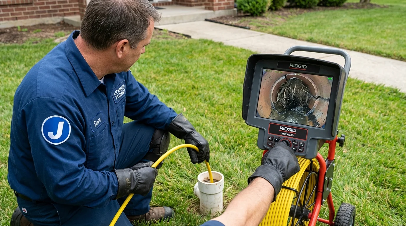 Sewer camera inspection being performed by Johns Plumbing LLC in Bowie