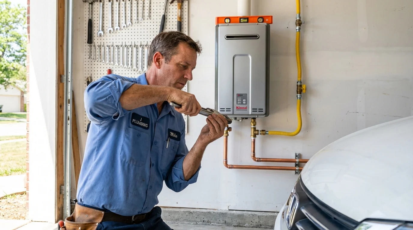 Tankless water heater installation by a Johns Plumbing LLC plumber in Bowie